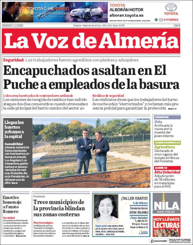 Portada de La Voz de Almería (España)