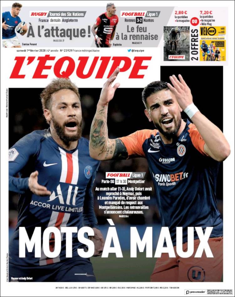 Portada de L'Equipe (Francia)