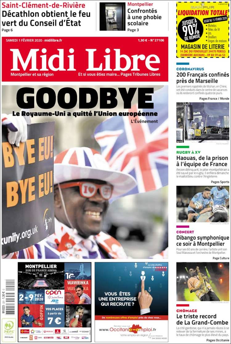 Portada de Midi Libre (Francia)