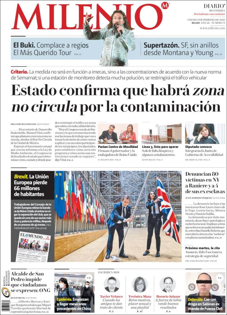 Portada de Milenio de Monterrey (México)