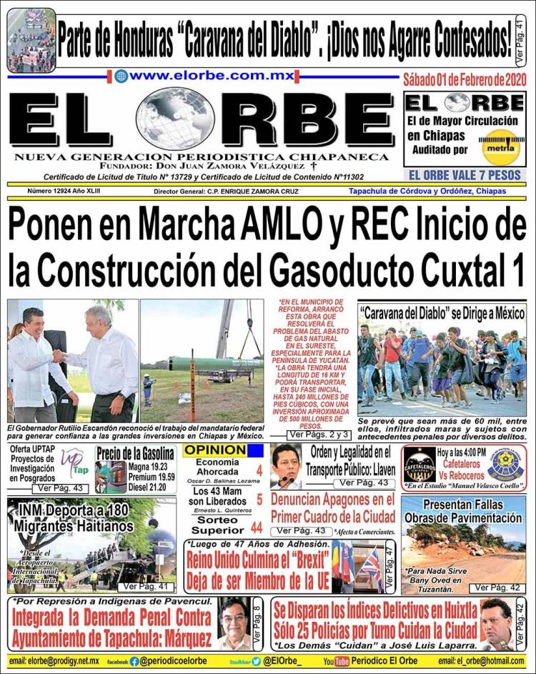 Portada de El Orbe (Mexico)