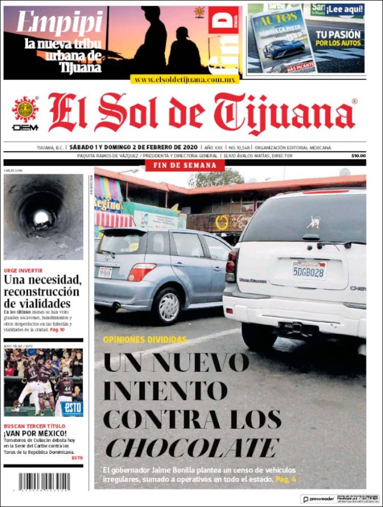 Portada de El Sol de Tijuana (México)