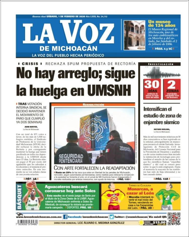 Portada de La Voz de Michoacán (Mexico)