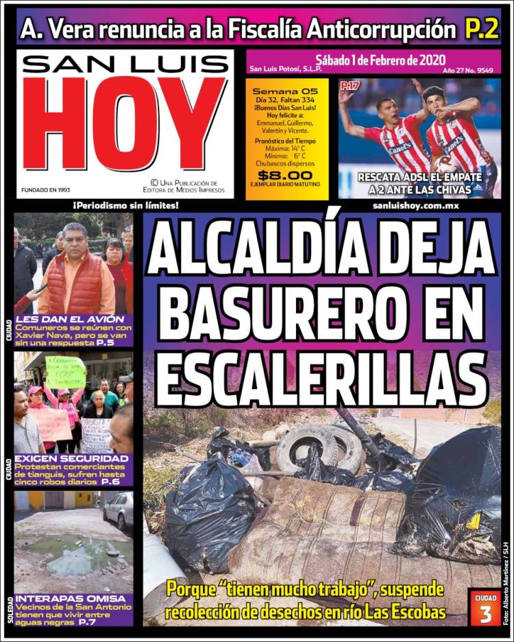 Portada de San Luis Hoy (Mexico)