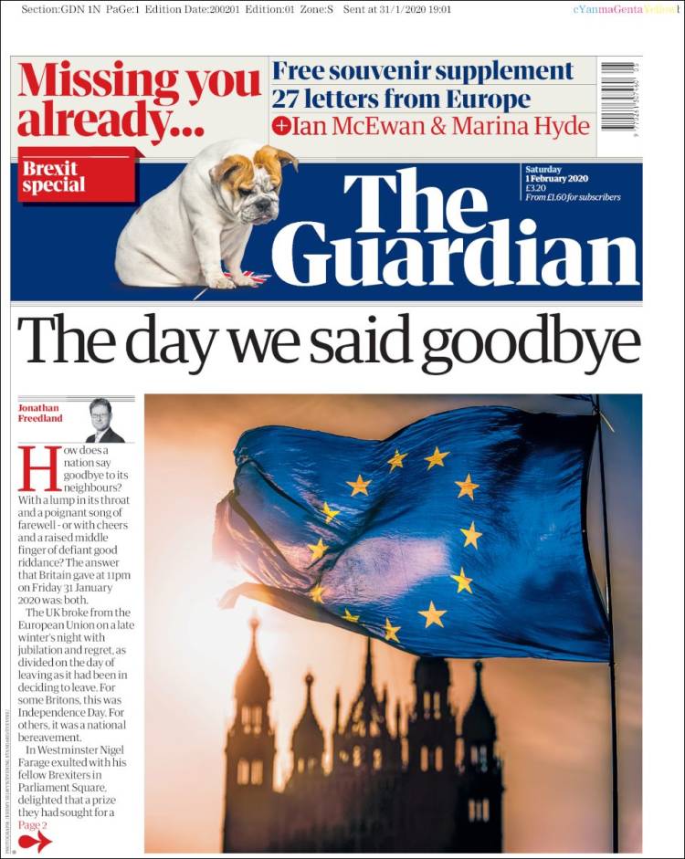 Portada de The Guardian (Reino Unido)