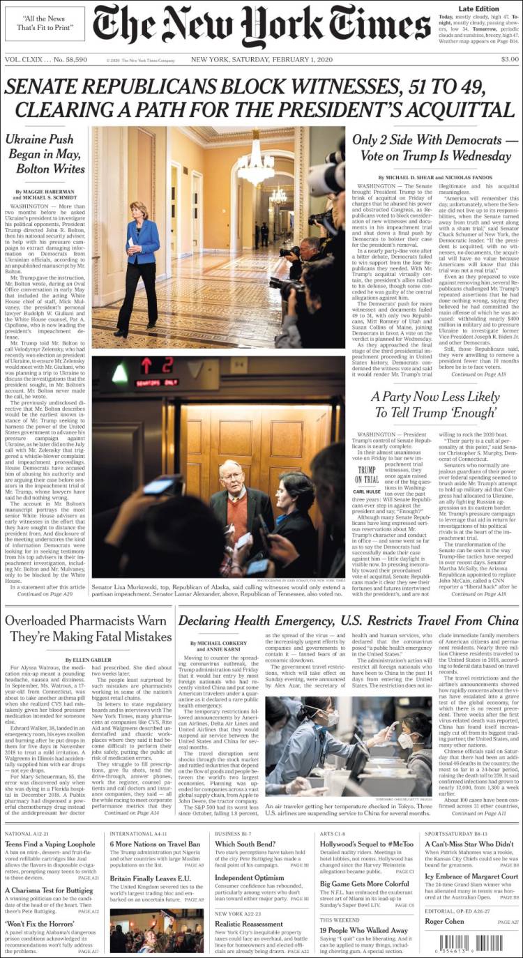 Portada de New York Times (USA)