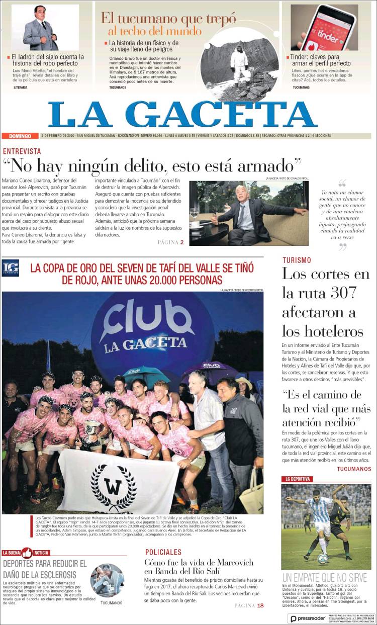 Portada de La Gaceta (Argentina)