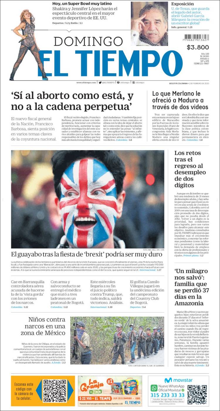 Portada de El Tiempo (Colombia)