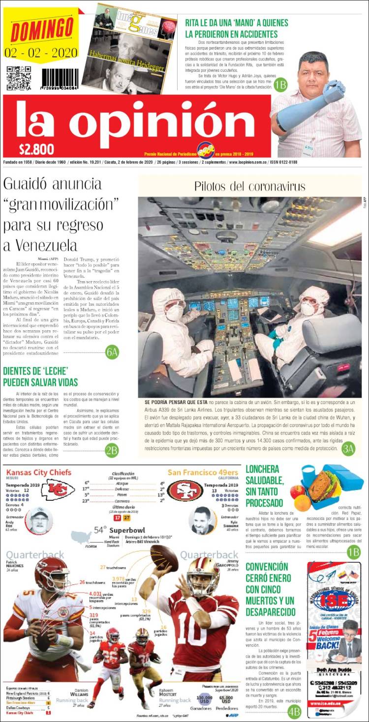 Portada de Diario La Opinion (Colombia)