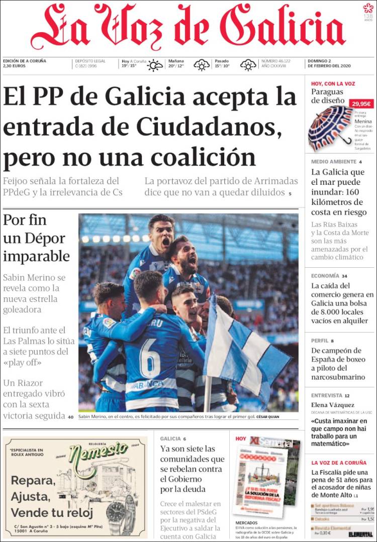 Portada de La Voz de Galicia (Espa&ntilde;a)