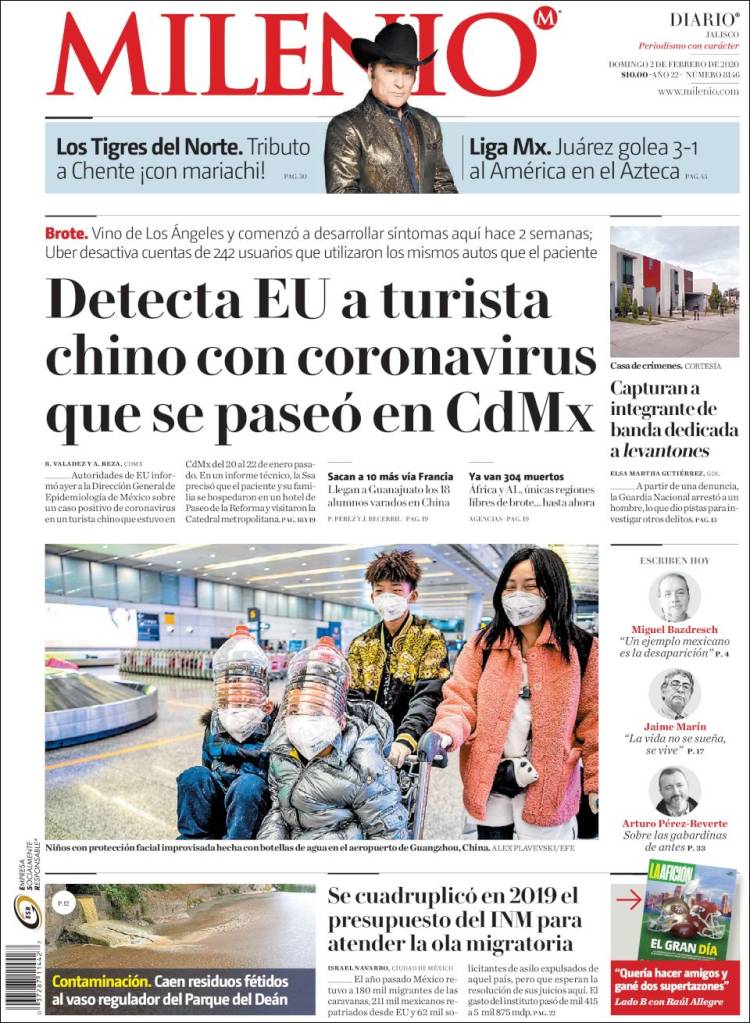 Portada de Milenio - Jalisco (México)