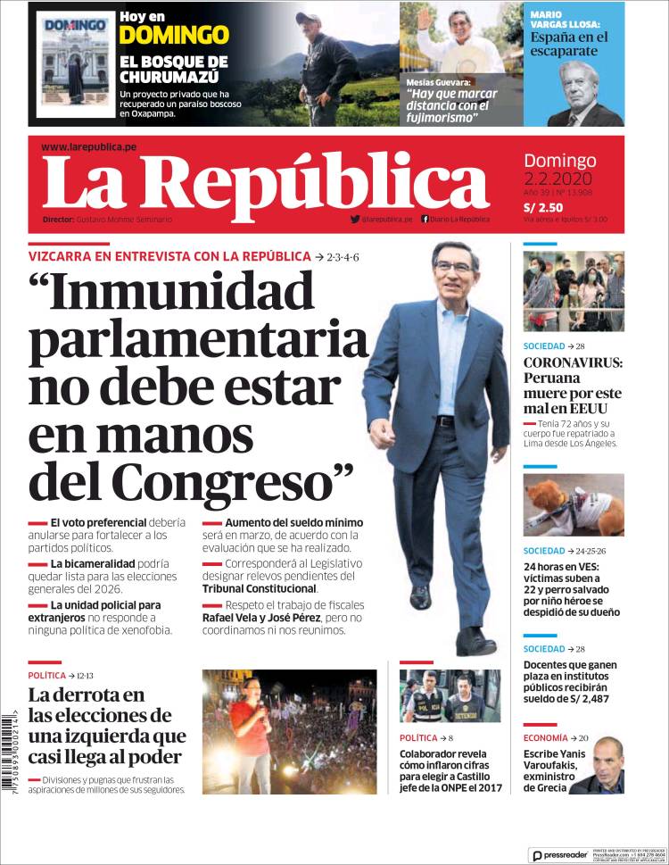 Portada de La Republica (Per&uacute;)