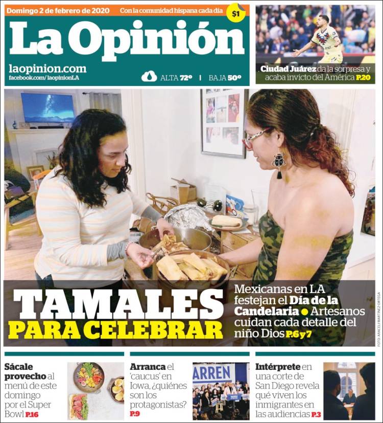 Portada de La Opinión (USA)