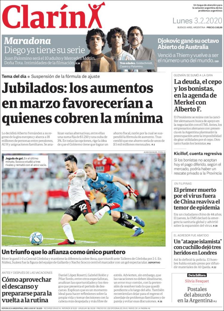 Portada de Clarín (Argentina)