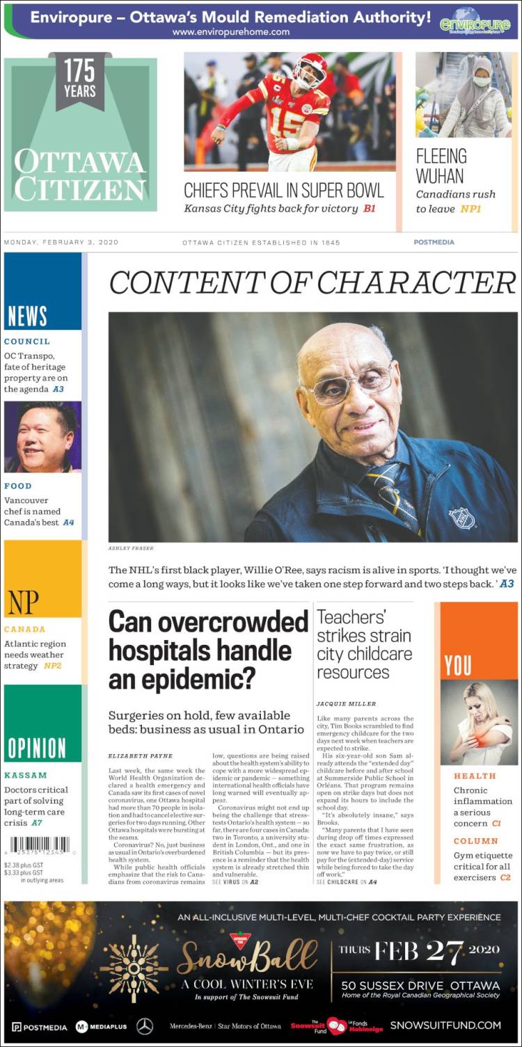 Portada de Ottawa Citizen (Canadá)