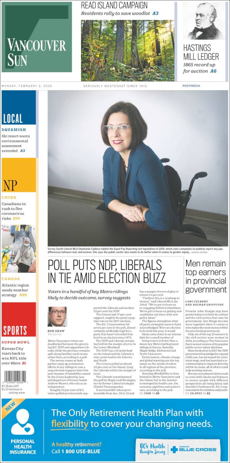 Portada de The Vancouver Sun (Canadá)