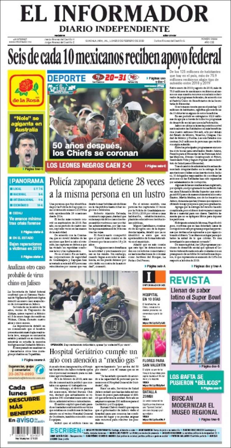 Newspaper El Informador (Mexico). Newspapers in Mexico. Monday's ...