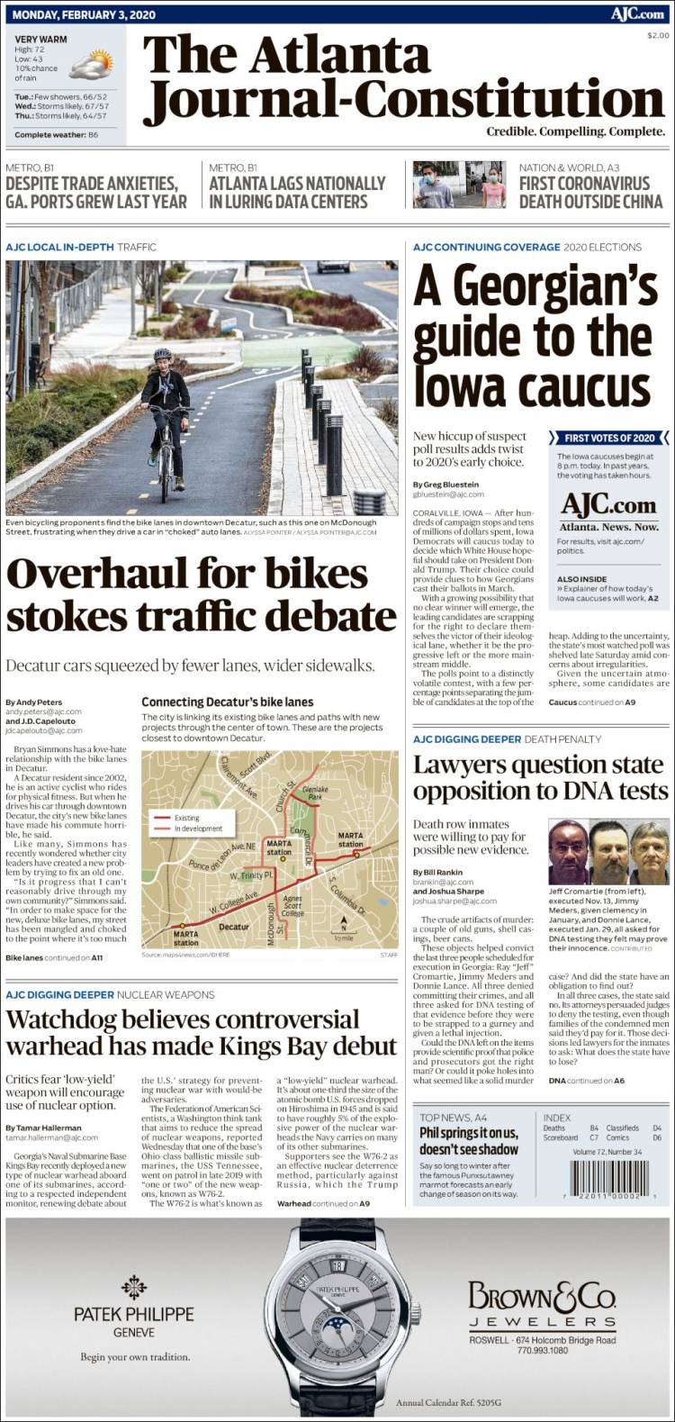 Portada de The Atlanta Journal-Constitution (USA)