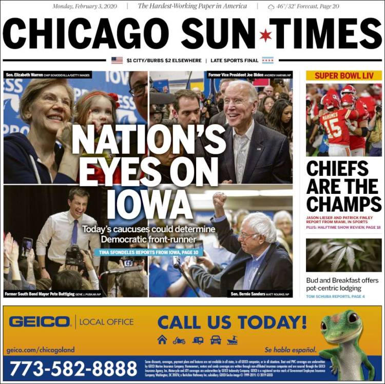 Portada de Chicago Sun-Times (USA)