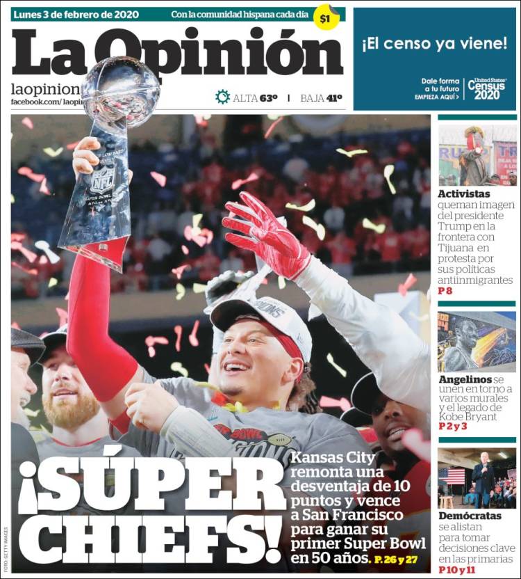 Portada de La Opinión (USA)