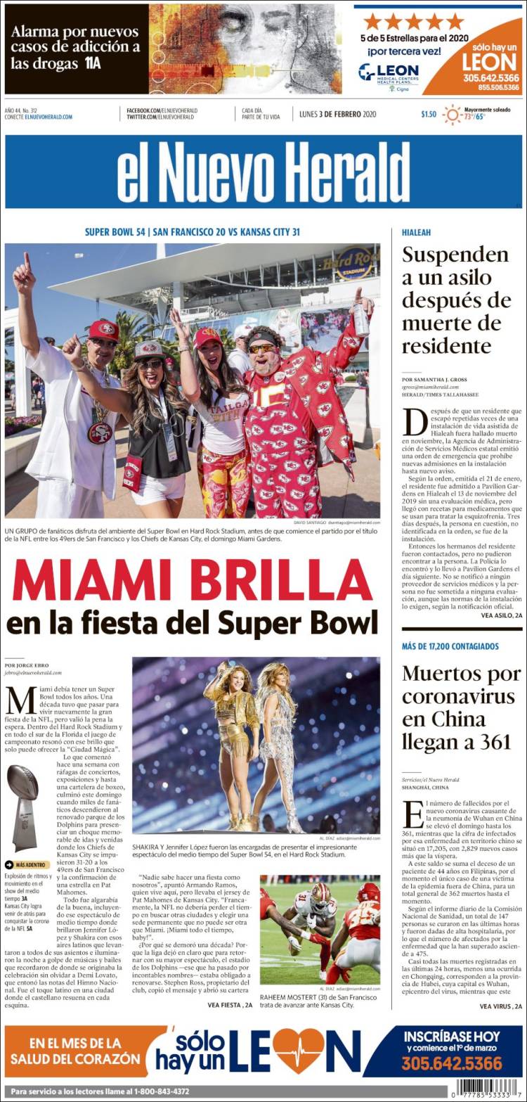 Portada de El Nuevo Herald (USA)
