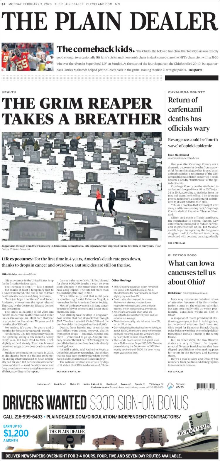 Portada de The Plain Dealer (USA)