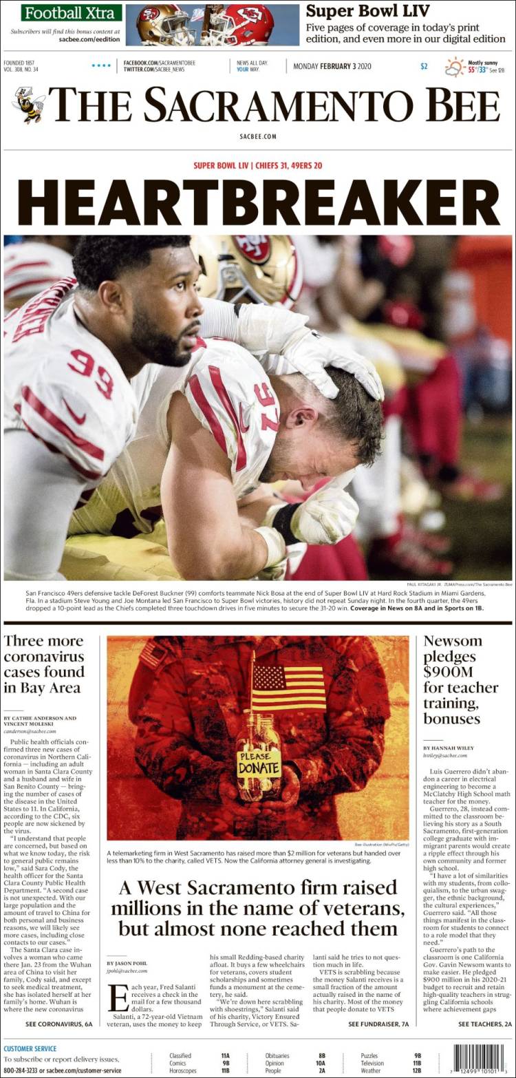 Portada de The Sacramento Bee (USA)