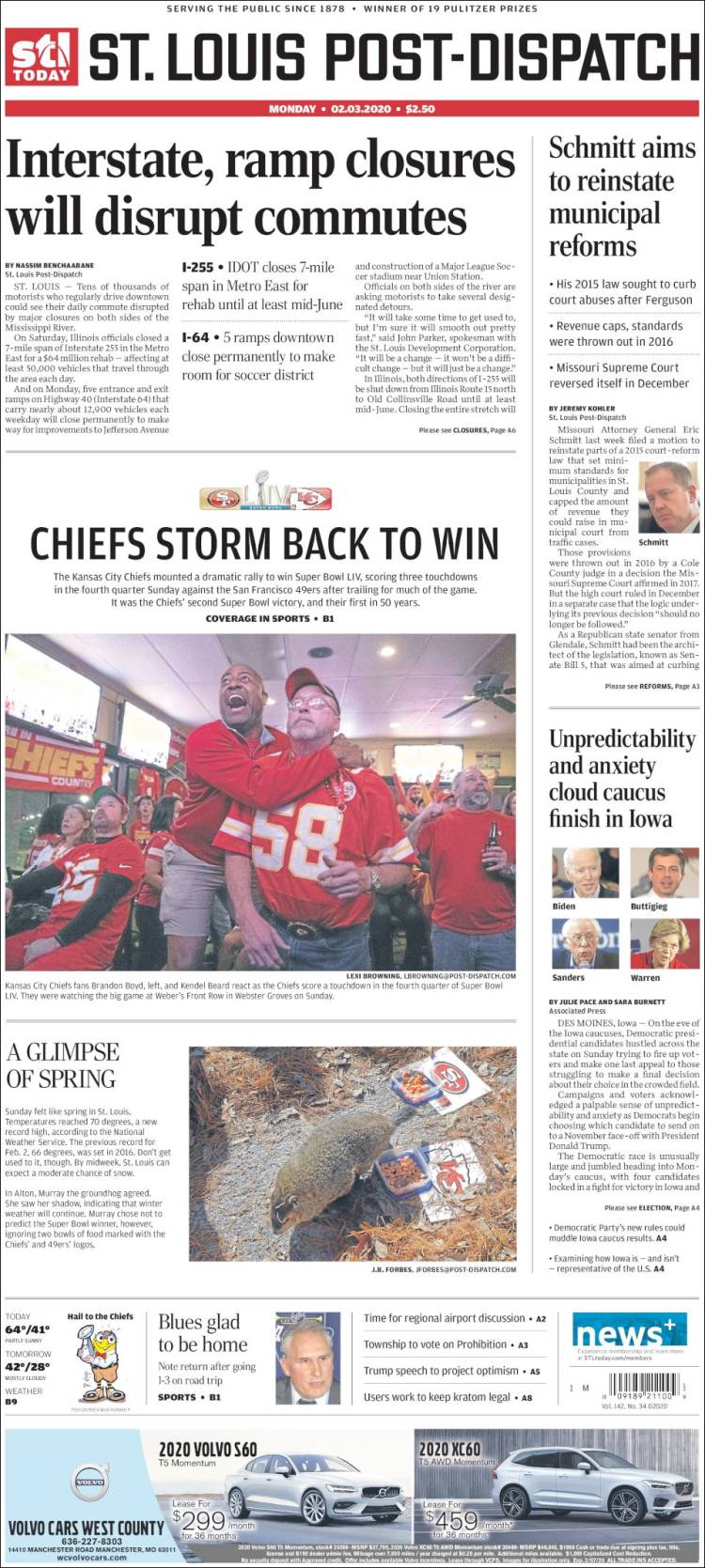 Portada de St. Louis Post-Dispatch (USA)