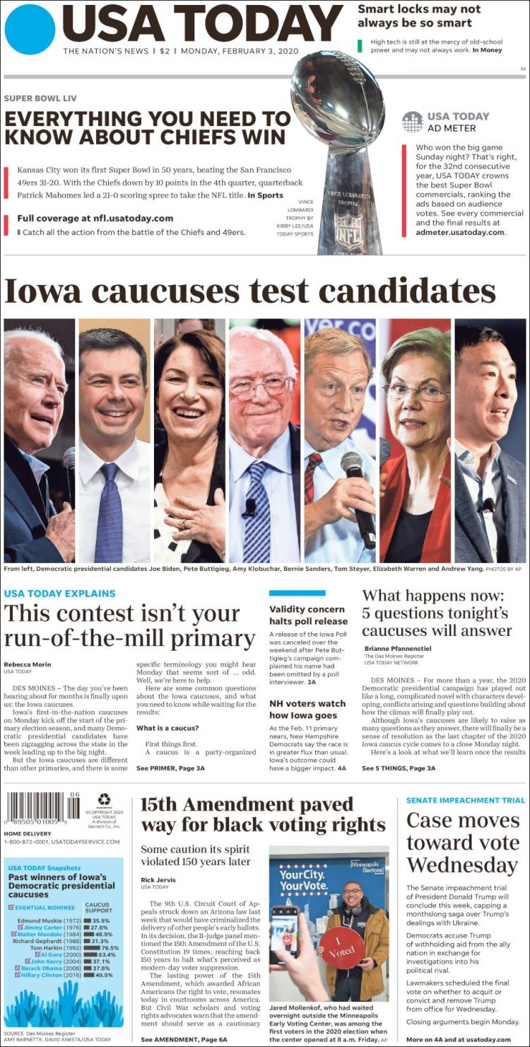 Portada de USA Today (USA)