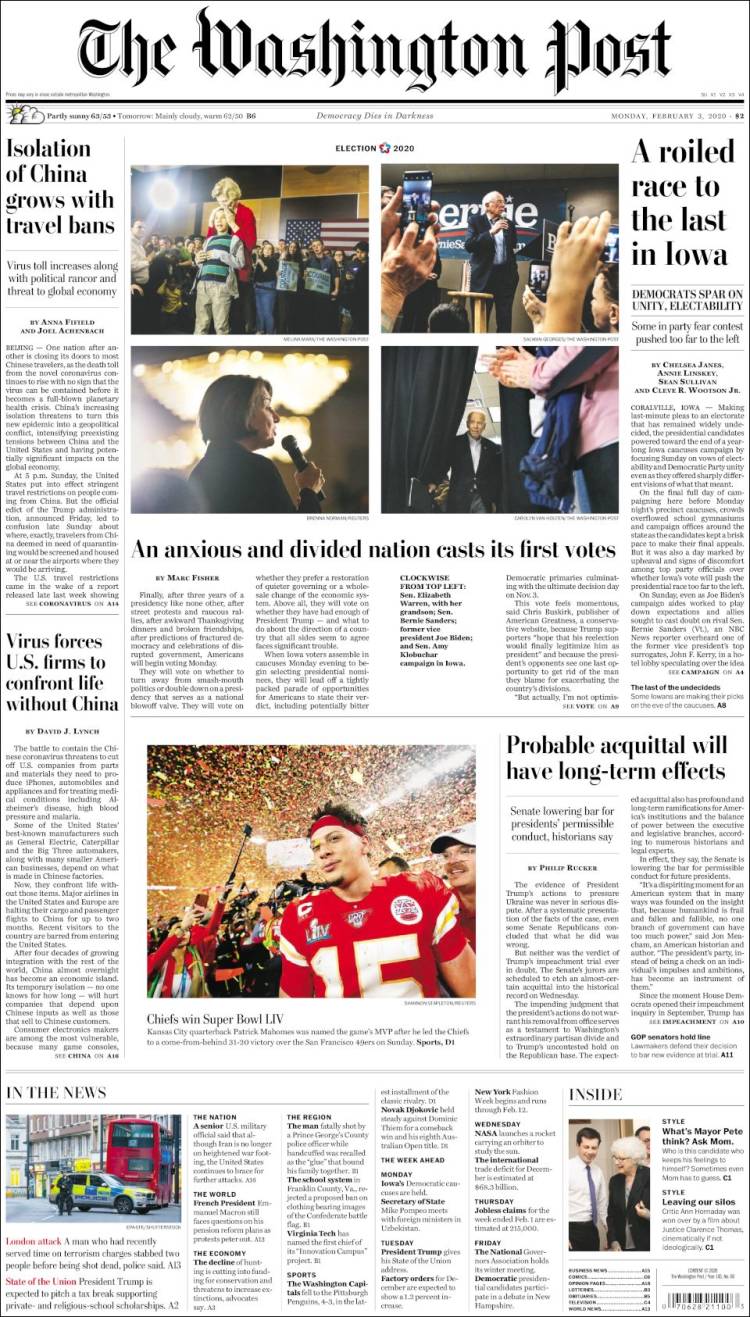 Portada de The Washington Post (USA)