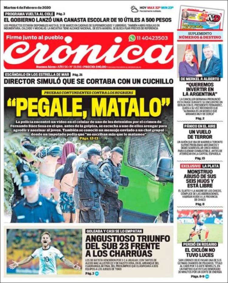 Portada de Crónica (Argentina)