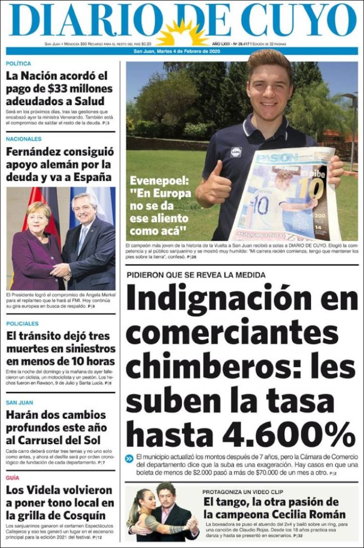 Portada de Diario de Cuyo (Argentina)