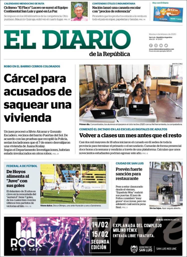 Portada de Diario de la República (Argentina)