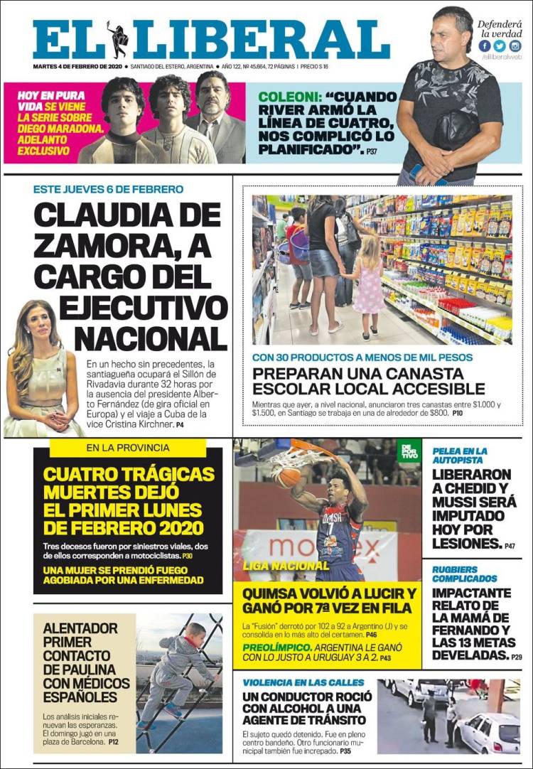 Portada de Diario El Liberal (Argentina)