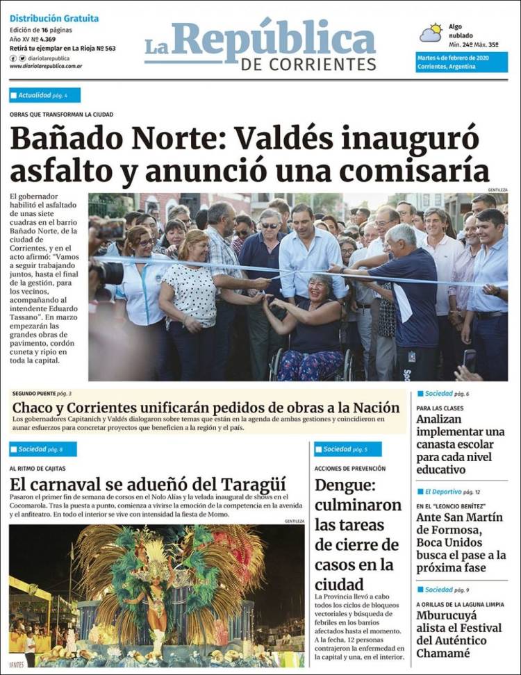 Portada de La República de Corrientes (Argentina)