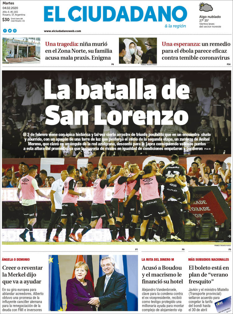 Portada de Diario El Ciudadano (Argentina)