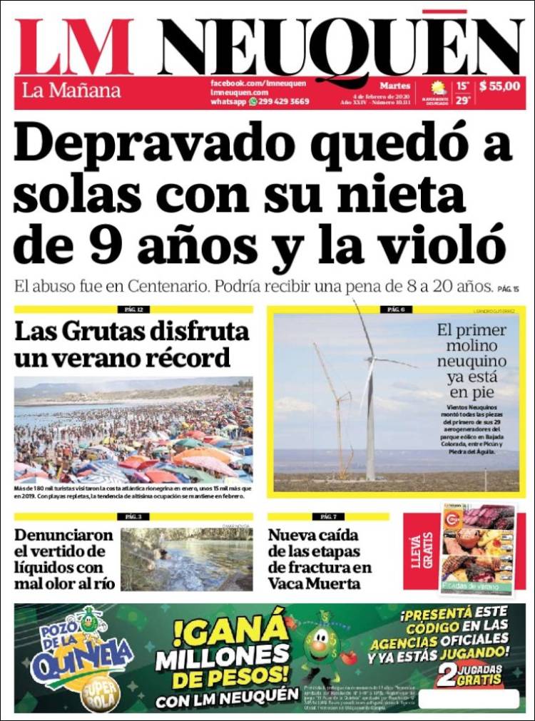 Portada de La Mañanade Neuquén (Argentina)