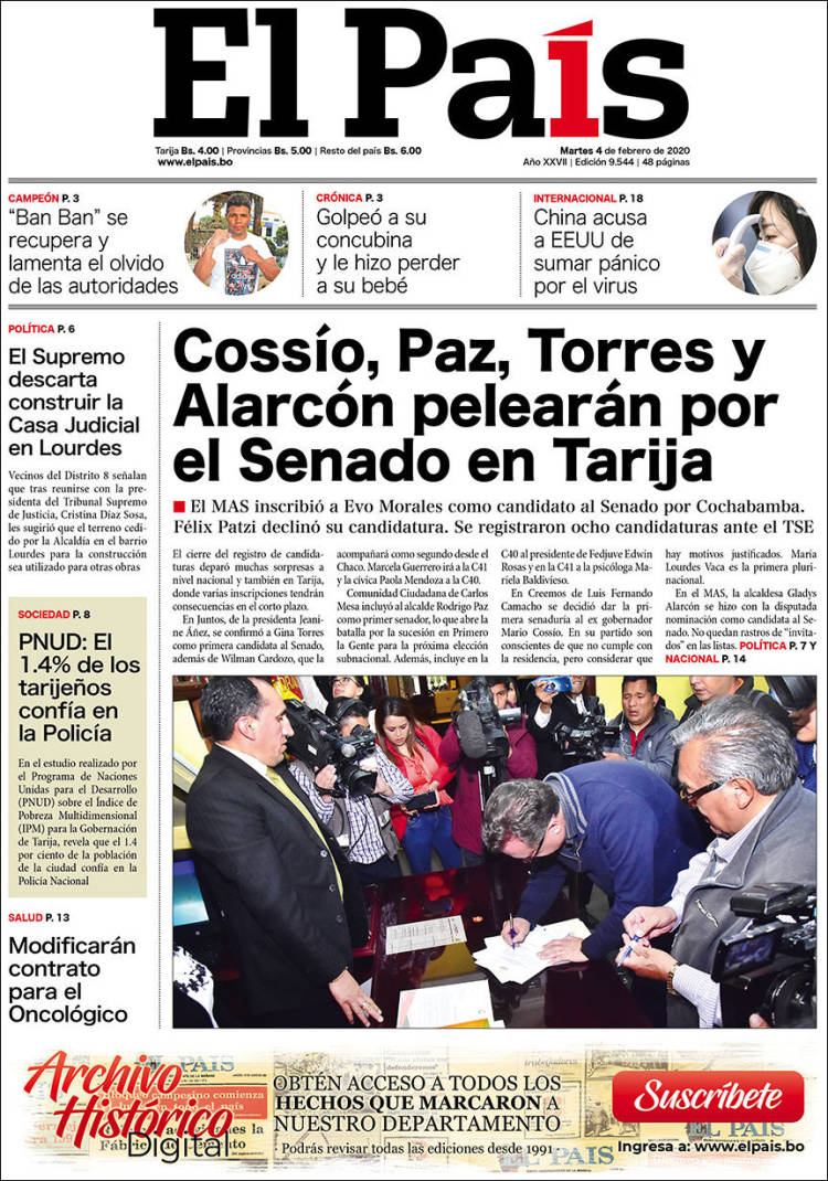 Portada de El País (Bolivia)