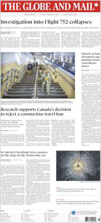 Portada de The Globe and Mail (Canadá)