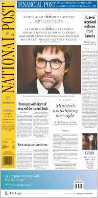 Portada de The National Post (Canadá)