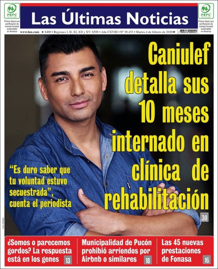 Portada de Las Últimas Noticias (Chile)