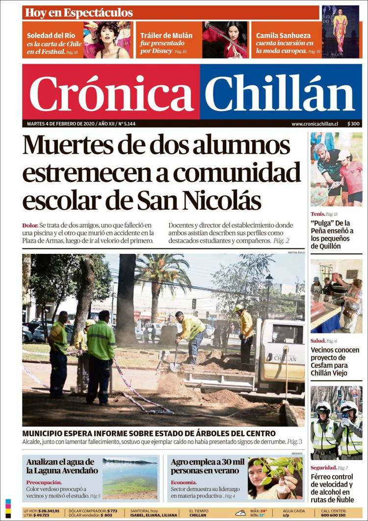 Portada de Crónica Chillán (Chile)