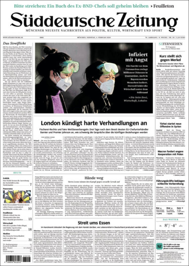 Portada de Sueddeutsche (Alemania)