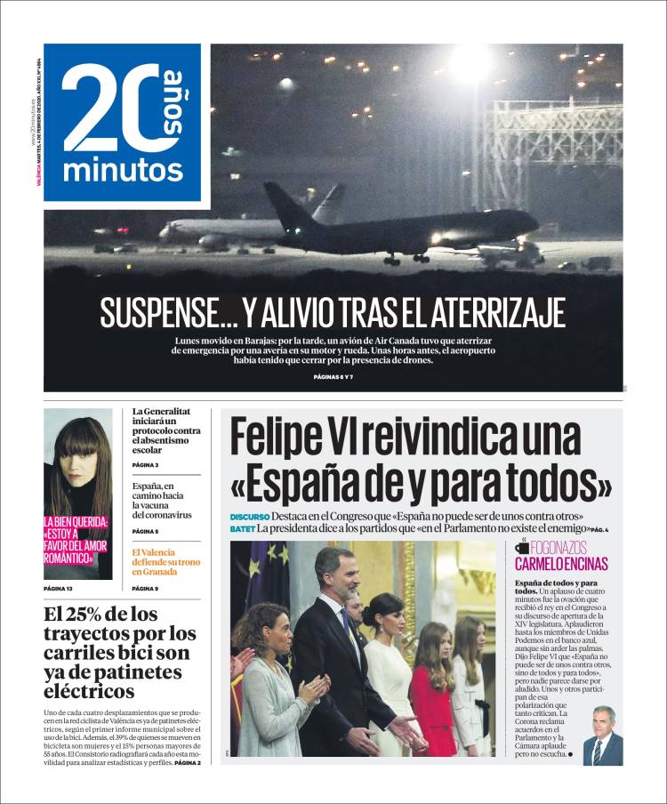 Portada de 20 Minutos - Valencia (Spain)