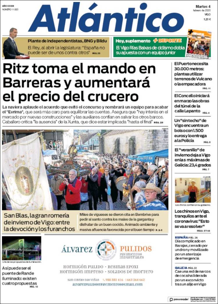 Portada de Atlántico Diario (Spain)