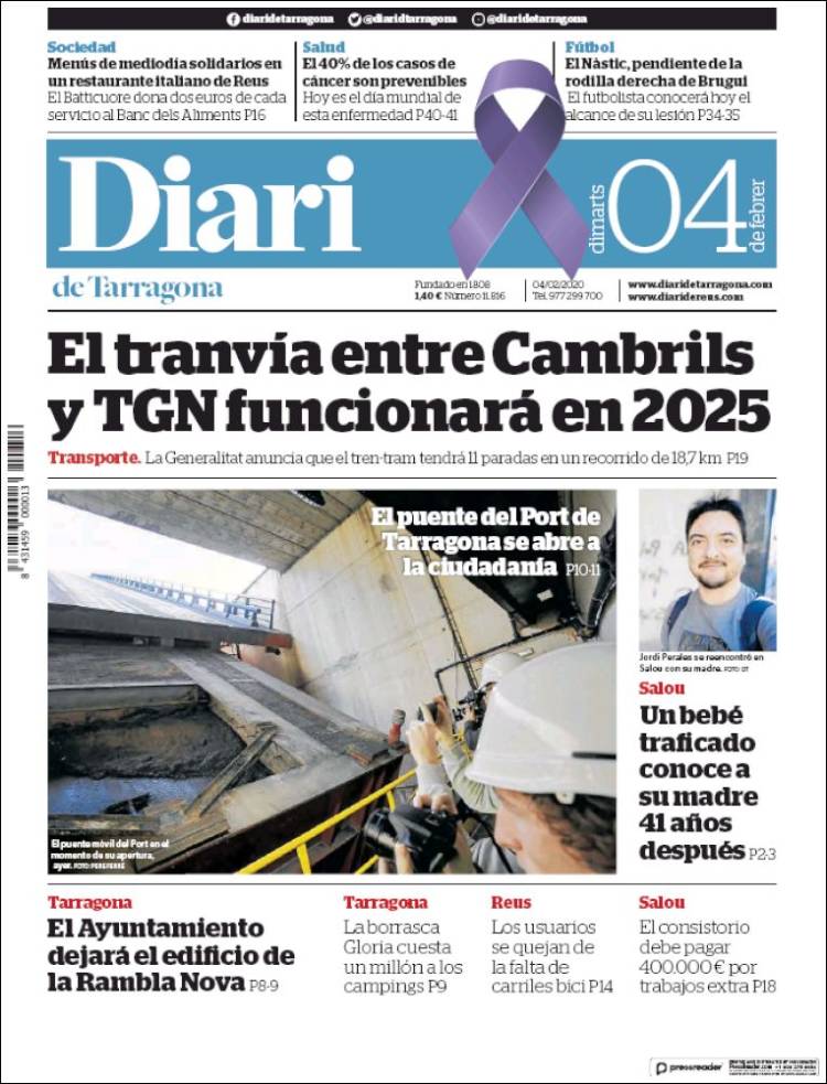 Portada de Diari de Tarragona (Spain)