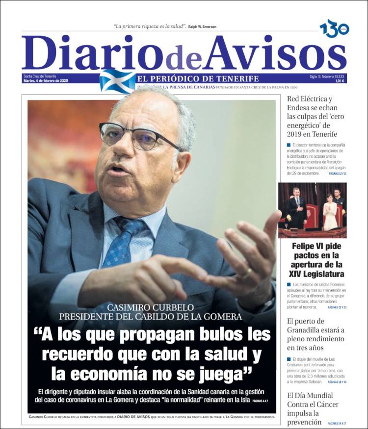 Portada de Diarios de Avisos (Spain)