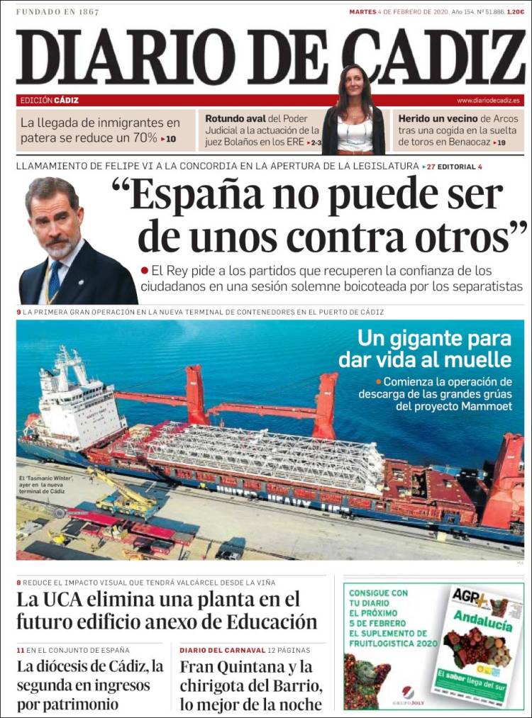 Portada de Diario de Cádiz (Spain)