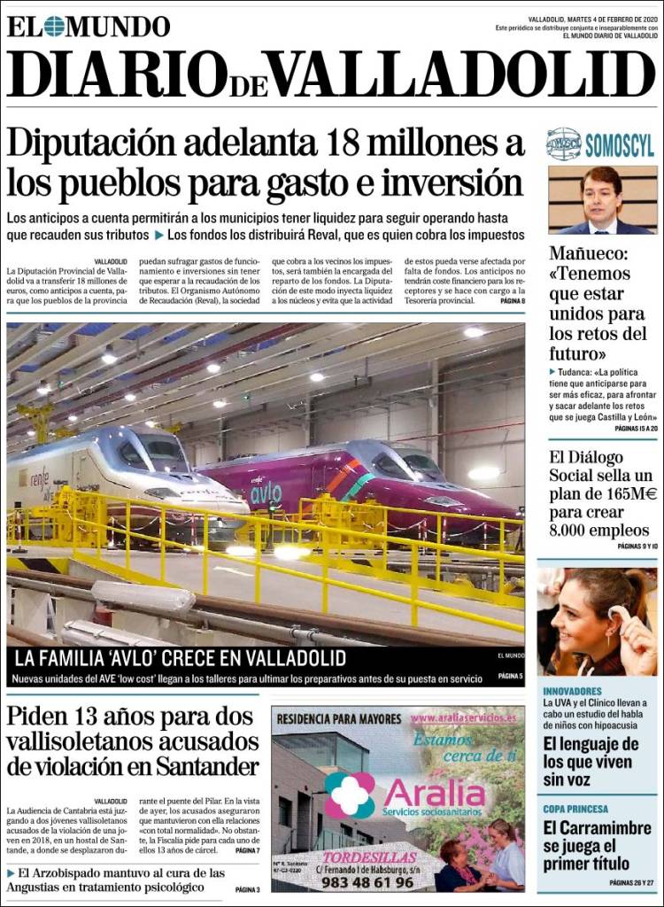 Portada de Diario de Valladolid (Spain)