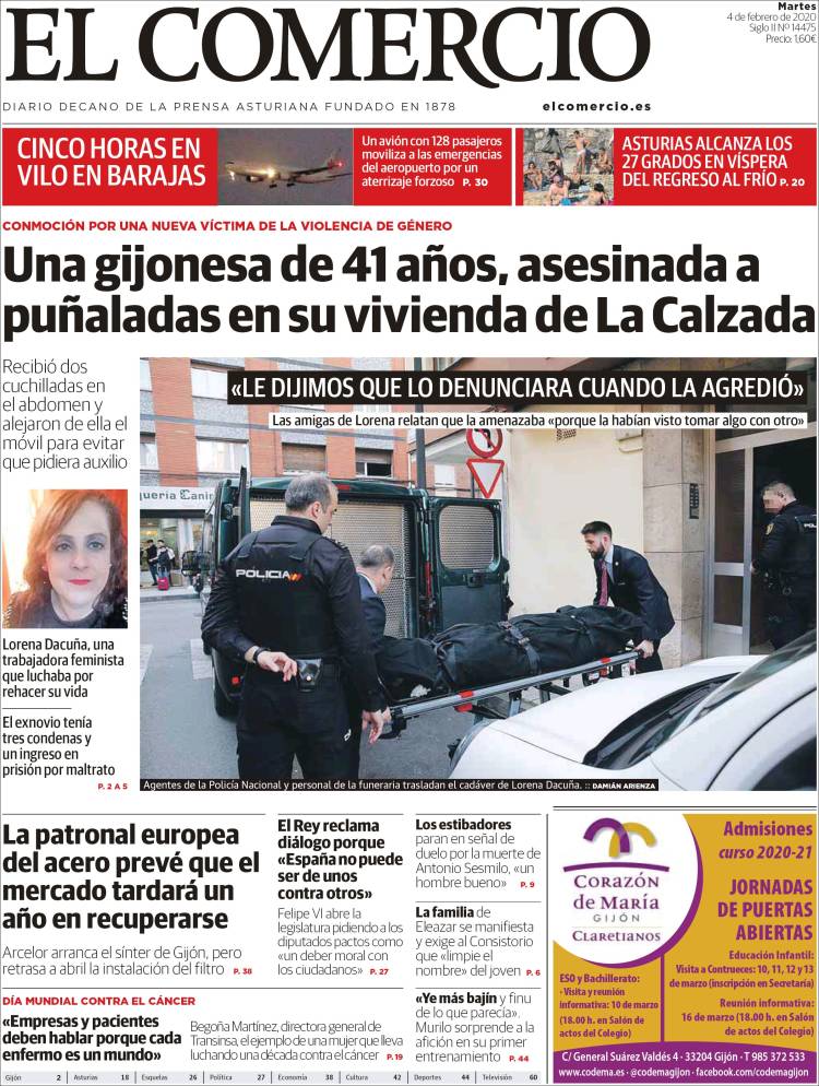 Portada de El Comercio (Spain)